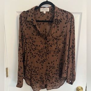 Anthropologie Cloth & Stone Animal Print Button Up Blouse